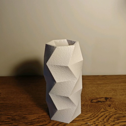 3d vase 18cm plastic with stone texture and geometric design new