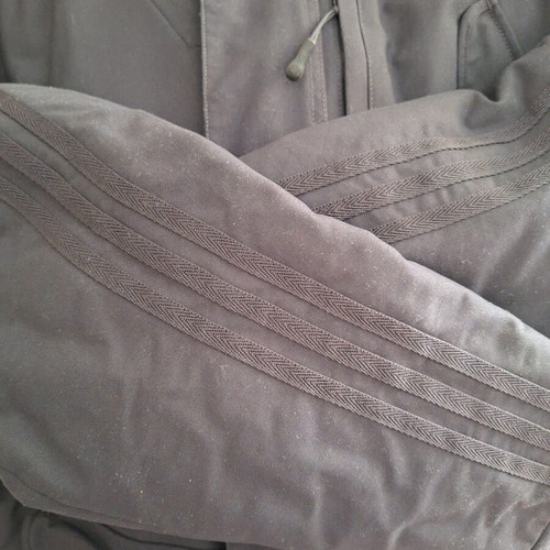Adidas men's long jacket used with integrated hood and fur lining