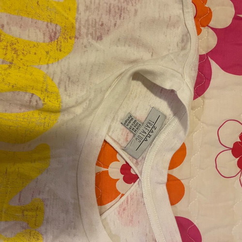 Zara blouse used, size M, white and yellow