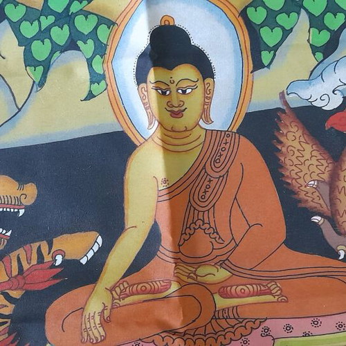 Buddhist deity from Thailand used, on fabric 73×50cm