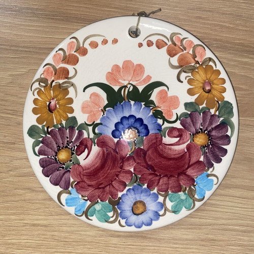 Vintage Polish Ceramic Wall Plate ZF Koło 1960s-1970s, handmade