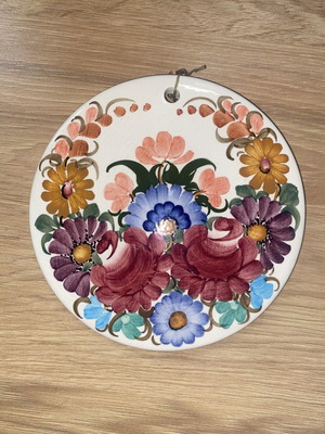 Vintage Polish Ceramic Wall Plate ZF Koło 1960s-1970s handmade