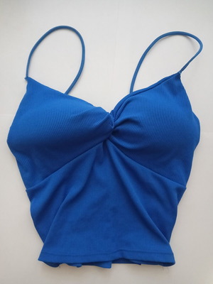 Cropped top electric blue with pads, like new, size S