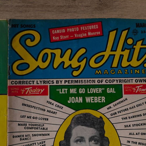 Hit Parader and Song Hits music magazines used vintage 1955, pack of 2