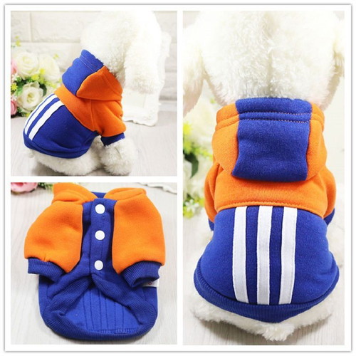 Dog Clothes Sporty Look Blue-Orange XL new with hoodie and fleece