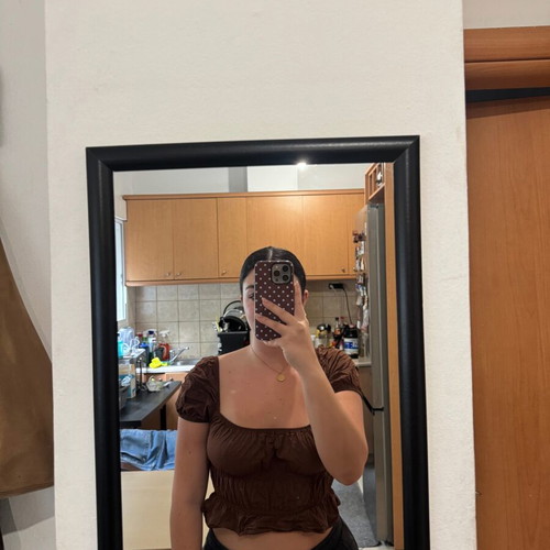 Crop top Bershka brown like new, poplin fabric, size M