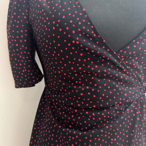 Pull & Bear black dress like new, wrap style with red dots
