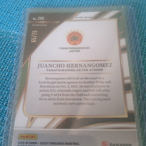 Juancho Hernangomez Panini Euroleague Select Green Courtside card /75