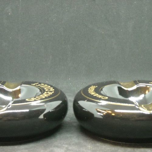 Pair of used promotional ashtrays "Champange George Goulet" porcelain