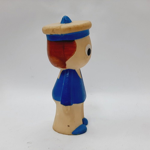 Vintage rubber figurine 70s cream blue 17×7.5 cm