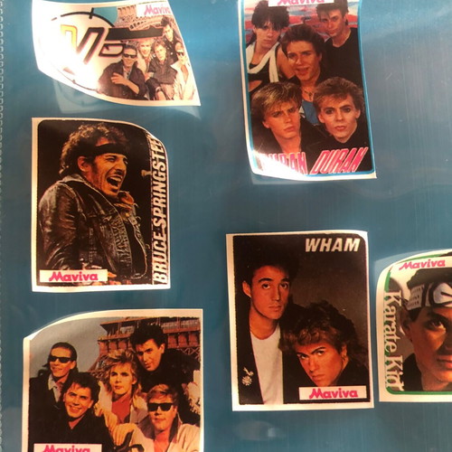 Manina stickers used, pack of 6, Duran Duran, Bruce Springsteen, Wham, Karate Kid