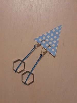 Handmade dangling earrings new, blue and silver