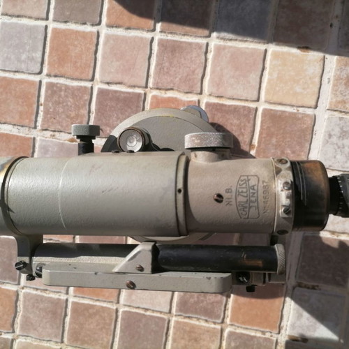Carl Zeiss Iena Levelling Instrument used with wooden case and tripod
