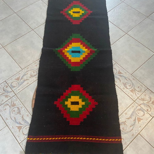 Handmade wool embroidered rug new, loom woven