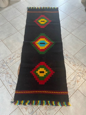 Handmade wool embroidered rug new, loom woven