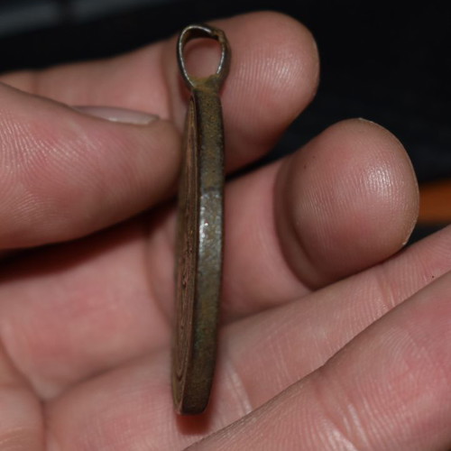 Masonic pendant used, bronze, 46x38x6 mm
