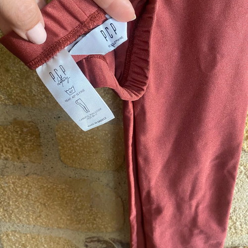 PCP women's leggings like new, metallic red and navy blue, embroidered logo