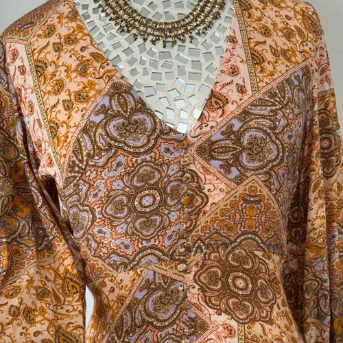 Anthropologie boho dress like new, brown and orange, size M