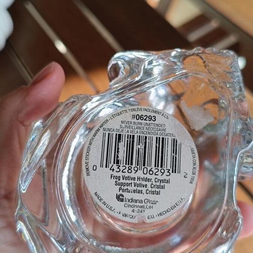 Frog candle holder like new, crystal symbol of abundance and wealth