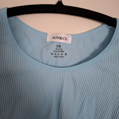 Set of ribbed top and leggings blue S/M like new