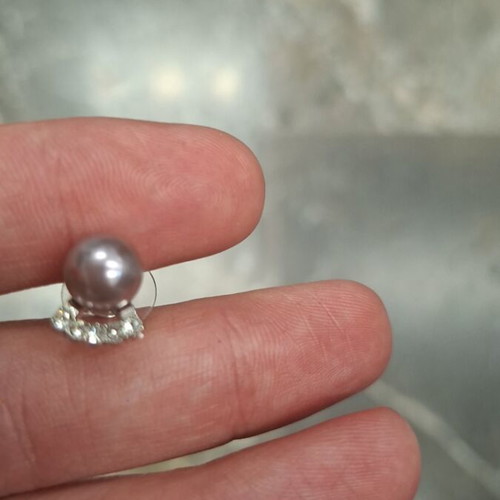 Earrings new French minimal small faux pearl studs gray
