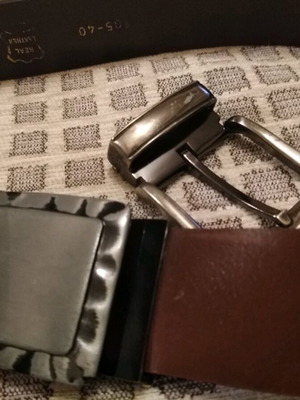 Leather brown belt used with 2 buckles size 105