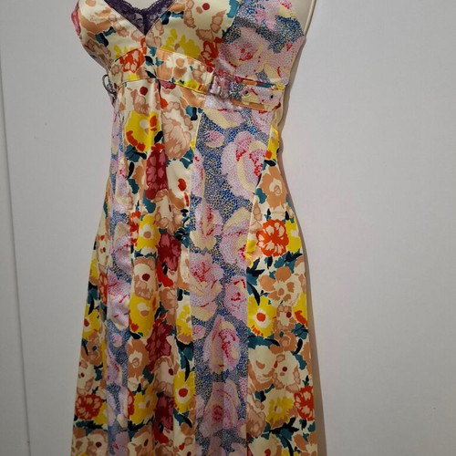 John Galliano Vintage Floral Print Stretchy Mini Dress Large, excellent condition