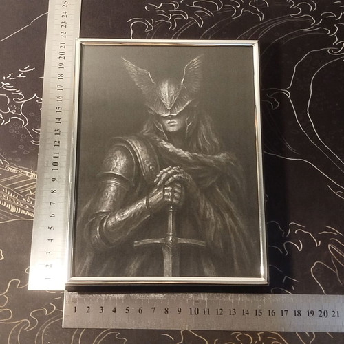 Elden Ring Malenia εκτύπωση fan art σε επάργυρη κορνίζα, 15x20 εκ.