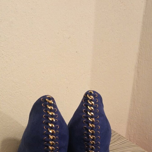 Exe platform shoes new, electric blue suede, size 39