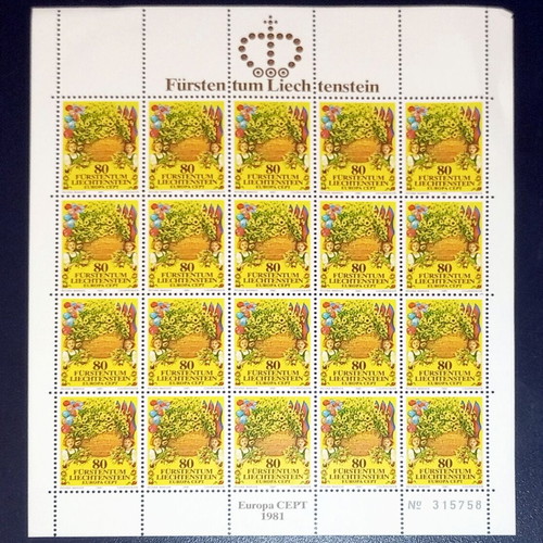 Sheet of 20 unused 80 Furstentum Liechtenstein Europa Cept 1981 stamps new