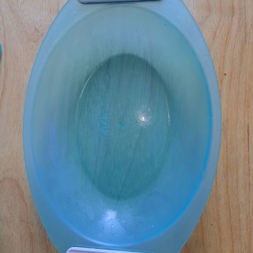 Salad set used, 3 pieces, transparent greenish color
