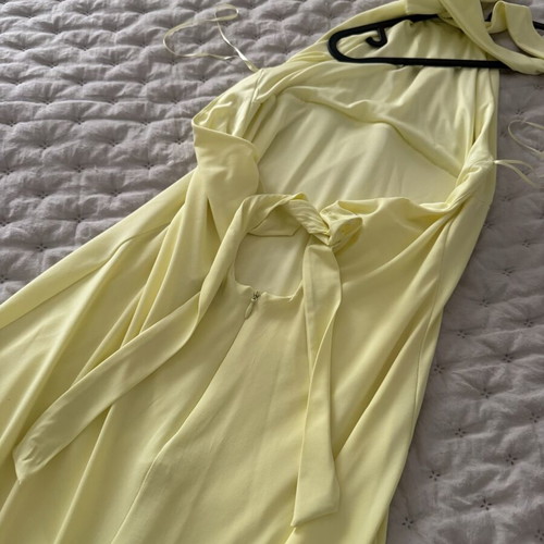 Zara dress M, soft yellow, halter neck with back zipper