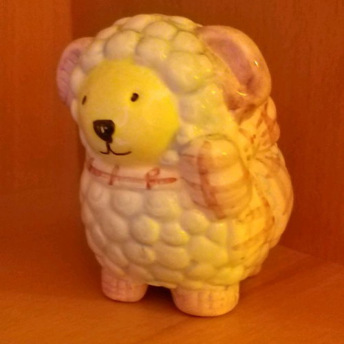 Piggy bank with sheep like new