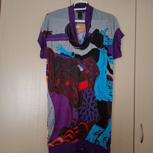 Multicolor blouse dress, purple, size S-M