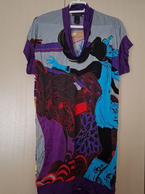 Multicolor blouse dress, purple, size S-M
