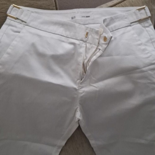 Sfera Basic white women's pants with gold details, size 36