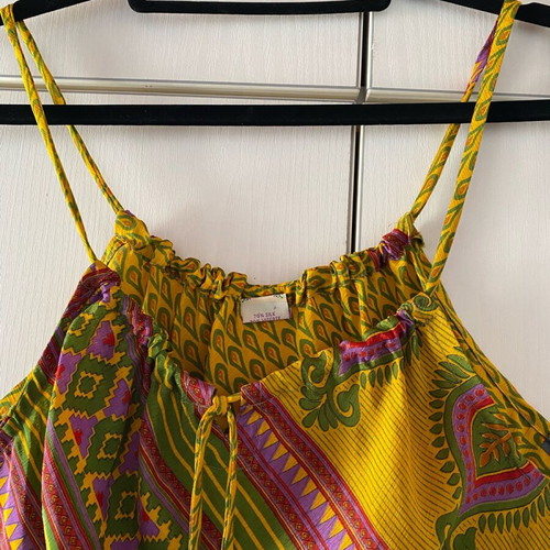 Swarna long sleeveless dress, new, 100% silk, colorful
