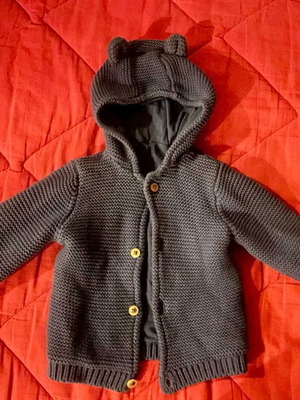 Baby knitted jacket blue M&S new, with lining and hood size 18 months