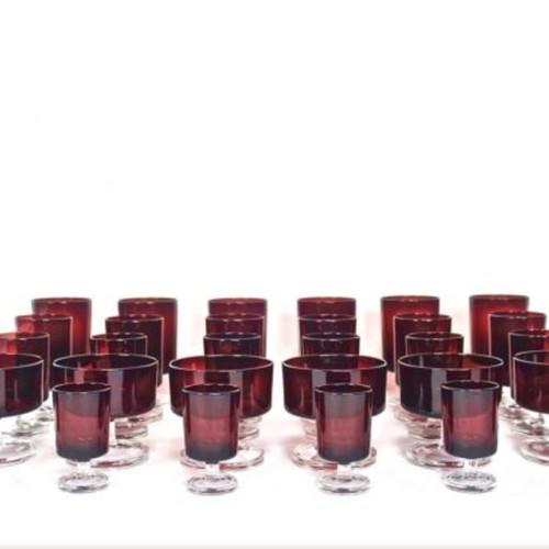 Stemmed glasses set 30 pieces Cavalier Ruby Red, new