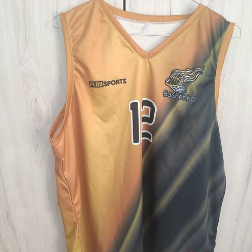 Play Sports men's basketball jersey L ochre/black number 12