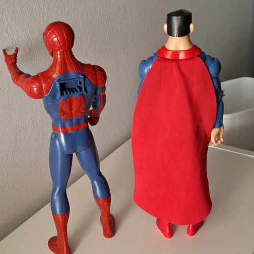 Superman and Spiderman figures 30 cm like new