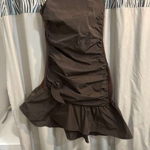 Asymmetric dark brown dress made in Italy small like new