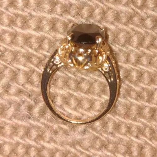 Isaura ring new with yellow gold plating and smoky quartz stone