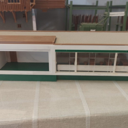 HO scale buildings set, substation, coal storage, 2 shops