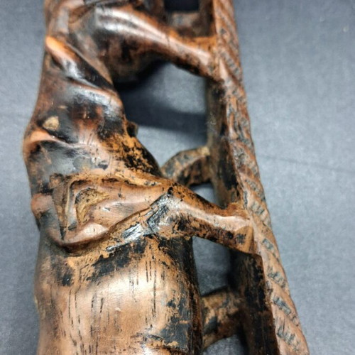 African Wood Carving Elephant Parade Tusk Used, 40 cm