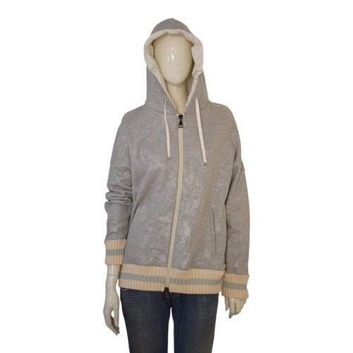 Moncler Maglia Cardigan metallic silver hoodie, size L