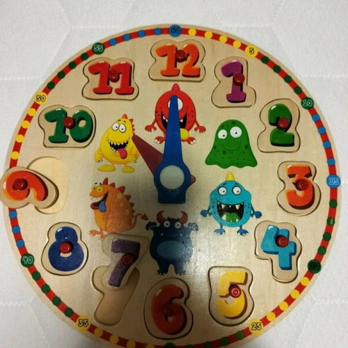 Wooden educational toys like new, board, clock and magnetic letters