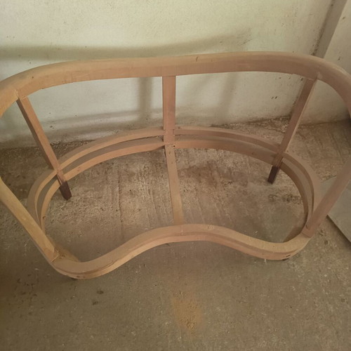 Handmade two-seater sofa frame, solid walnut