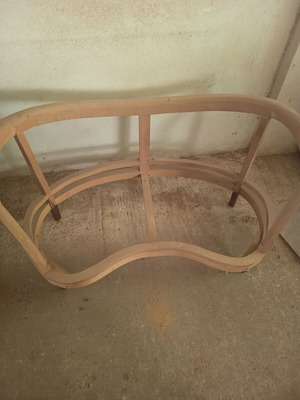 Handmade two-seater sofa frame, solid walnut