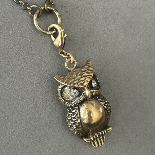 Pilgrim Gold Owl Necklace like new with diamond details